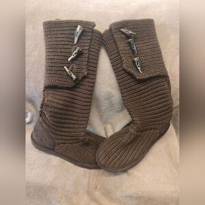 BearPaw Chocolate Brown Knit Boot with Logo